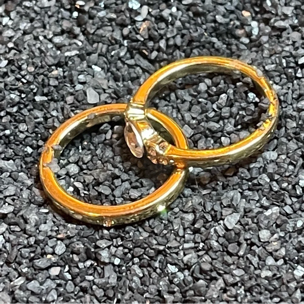 Gold Tone‎ & Rhinestones Band Ring Set Size 6.5
